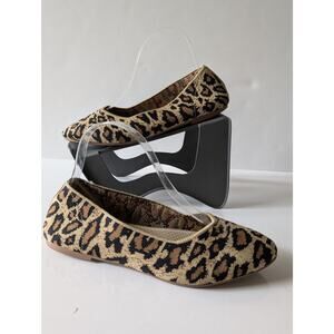 SKECHERS Cleo Claw-Some Leopard Print Memory Foam Knit Ballet Flat Women's 9